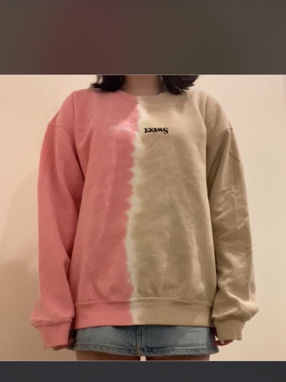 Ariana Grande Pink and Cream Tie-Dye Split Sweatshirt